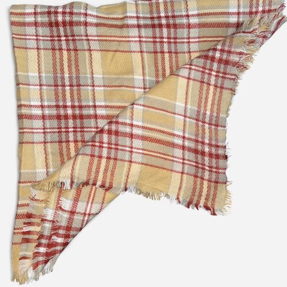 Tan and Burnt Orange Plaid Blanket Scarf - Picture 5 of 5